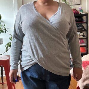 Eloquii Kelsey Cross Front Sweater Grey Heather - Size 18/20